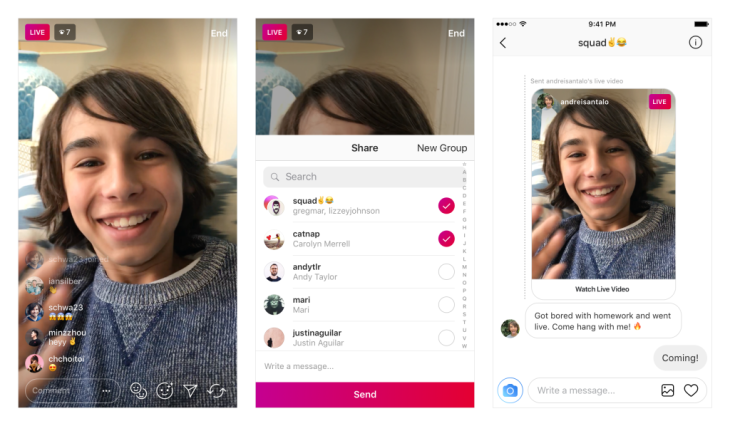 send direct video in instagram live