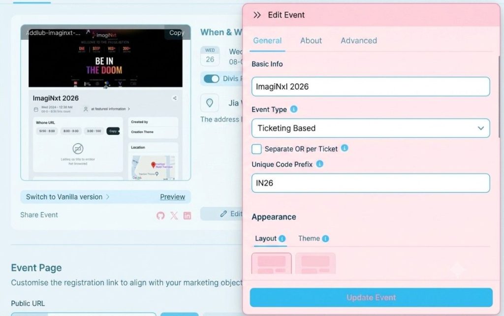 Create Event Registration Page