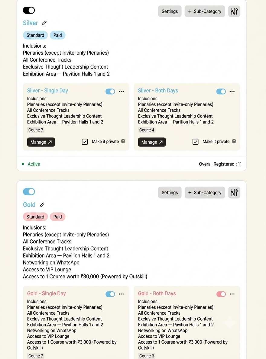 Create Ticket Categories